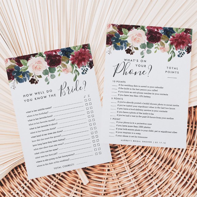 Radiant Bloom Double-Sided Bridal Shower Game (Creator Uploaded)