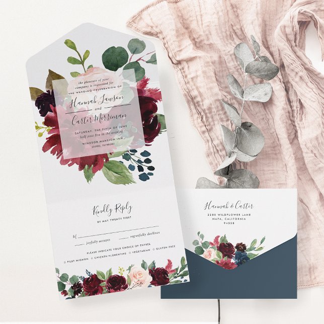 Radiant Bloom Floral Frame Wedding All In One Invitation (Creator Uploaded)