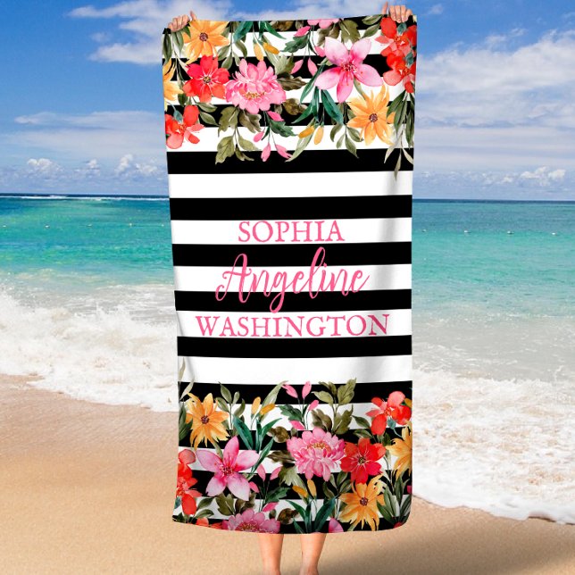Radiant Bloom Floral Personalised Beach Towel (Creator Uploaded)