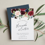 Radiant Bloom | Jewel Tone Floral Wedding Invitation<br><div class="desc">Our Radiant Bloom wedding invitation frames your wedding details with a top border of painted watercolor flowers and foliage in rich jewel tones of burgundy marsala,  navy blue,  cerise,  blush and green. A modern yet organic choice in vibrant colours with lush botanicals and your names in handwritten lettering.</div>