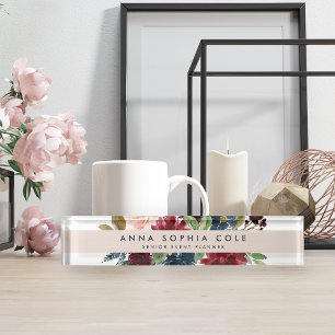 Radiant Bloom   Modern Watercolor Floral Nameplate