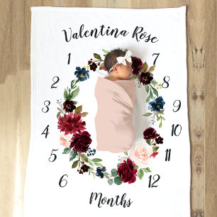 Radiant Bloom Monthly Baby Milestone Fleece Blanket