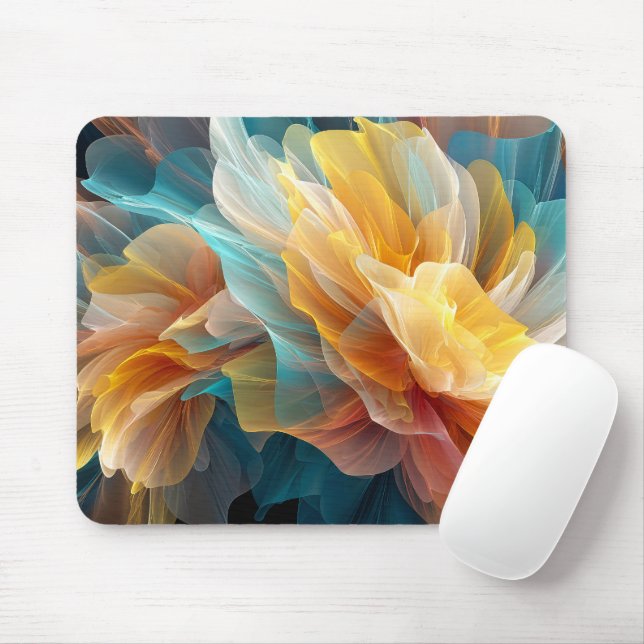 Radiant Bloom of Ethereal Petals in Light Mouse Mat (With Mouse)