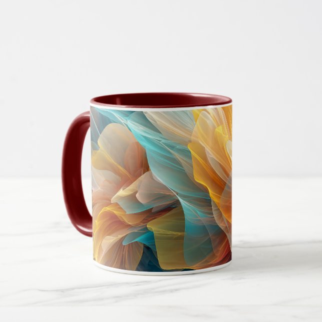 Radiant Bloom of Ethereal Petals in Light Mug (Front Left)