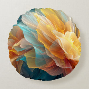 Radiant Bloom of Ethereal Petals in Light Round Cushion