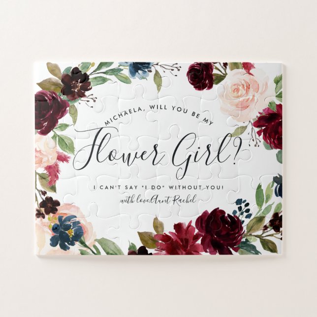 Radiant Bloom | Personalised Be My Flower Girl Jigsaw Puzzle (Horizontal)