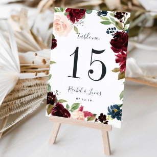Radiant Bloom   Personalised Table Number Card