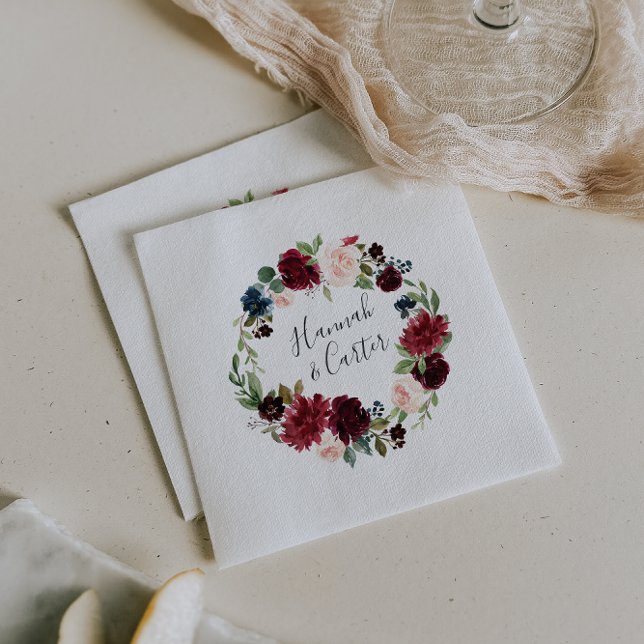 Radiant Bloom Personalised Wedding Napkin (Creator Uploaded)