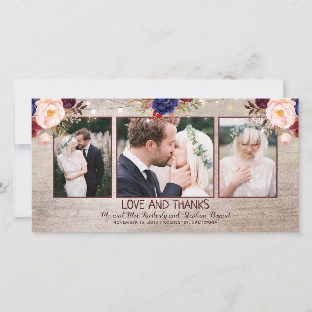 Radiant Bloom Rustic Country Wedding Thank You Card (Front)