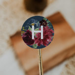 Radiant Bloom Watercolor Floral Monogram Classic Round Sticker<br><div class="desc">Seal your invitation envelopes or favours with these elegant navy blue botanical and floral monogram stickers featuring your single initial in white,  against a bouquet of 
jewel tone watercolor flowers in navy blue and burgundy marsala. Coordinates with our Radiant Bloom event stationery collection.</div>