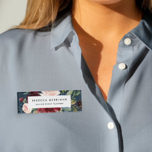 Radiant Bloom Watercolor Floral Name Tag