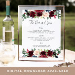 Radiant Bloom Wedding Bar Menu Sign<br><div class="desc">Invite guests to grab a favourite libation with our charming wedding bar sign. 11x14 bar sign features "the bar is open" in calligraphy script lettering. Personalise with your speciality drinks or beverage offerings with six custom text fields. A chic addition to your wedding bar setup, this sign is adorned with...</div>