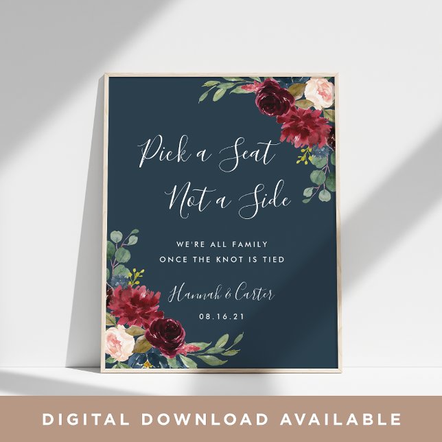 Radiant Bloom Wedding Ceremony Seating Poster (Creator Uploaded)