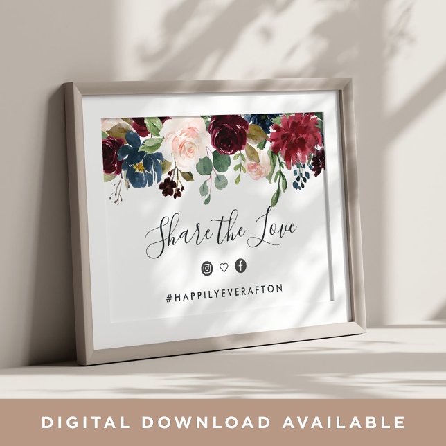 Radiant Bloom Wedding Hashtag Sign (Creator Uploaded)