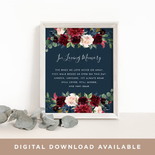 Radiant Bloom Wedding Memorial Sign   Navy