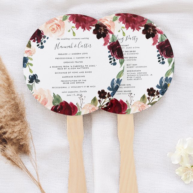 Radiant Bloom Wedding Program Hand Fan (Creator Uploaded)