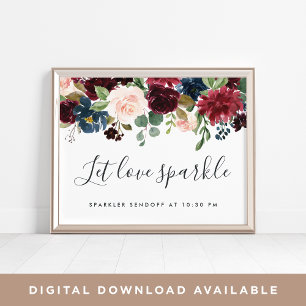 Radiant Bloom Wedding Sparkler Sendoff Sign