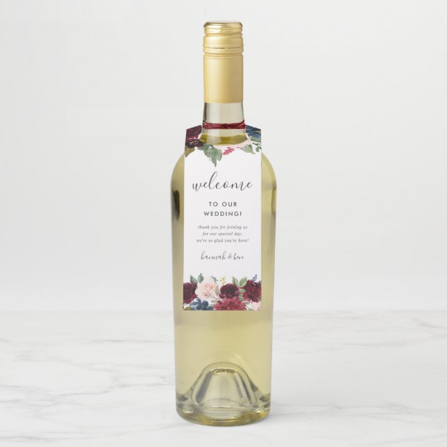 Radiant Bloom Wedding Welcome Bottle Tag (On Bottle)