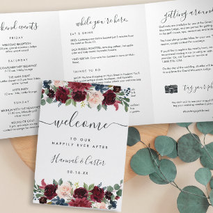 Radiant Bloom Wedding Welcome Letter & Itinerary Tri-Fold Programme