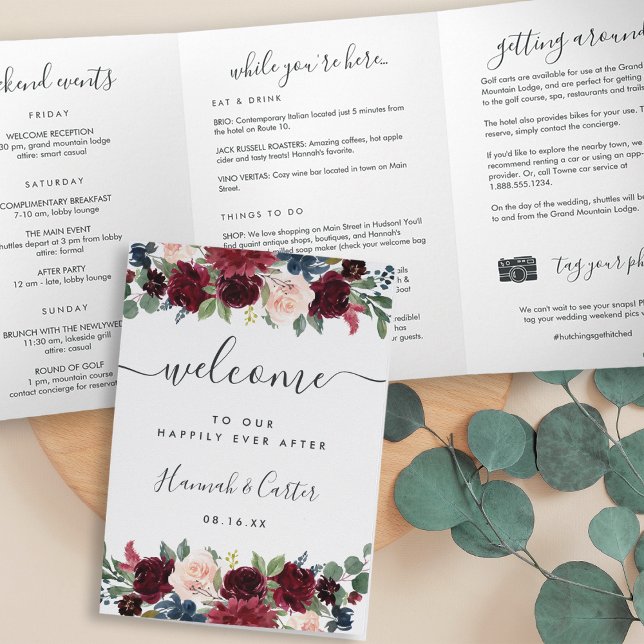 Radiant Bloom Wedding Welcome Letter & Itinerary Tri-Fold Programme (Creator Uploaded)