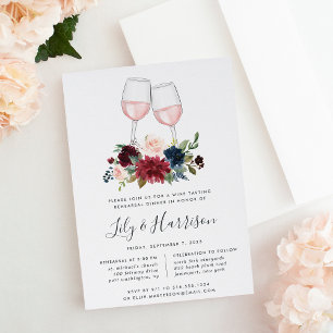 Radiant Bloom Wine Tasting Rehearsal Dinner Invitation