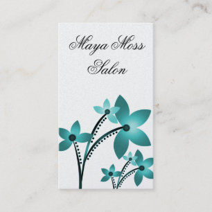 Radiant Blooms Business Card, Mermaid Teal Card