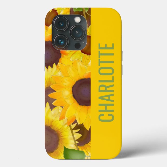 Radiant Blooms: Personalised Yellow Sunflower Case-Mate iPhone Case (Back)
