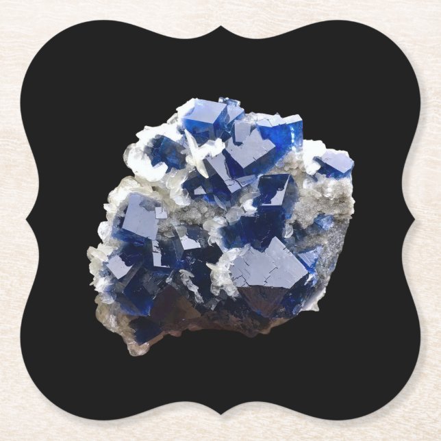 Radiant Blue Fluorite Crystal Flake Mineral Focus  Paper Coaster (Front)
