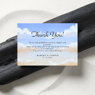 Radiant Blue Sky Summer Beach Wedding Thank You Card