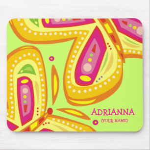 RADIANT BUTTERFLY LIME MOUSE MAT