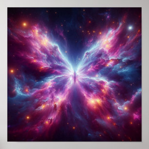 Radiant Butterfly Nebula in Cosmic Sky Poster