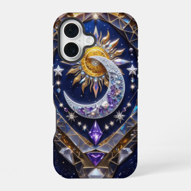 Radiant Celestial Sun and Moon Design  iPhone 16 Case (Back)