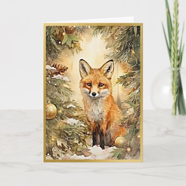 Radiant Christmas Fox Card (Front)