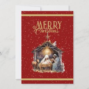 Radiant Christmas Greetings: Gold, Red & Silver Holiday Card