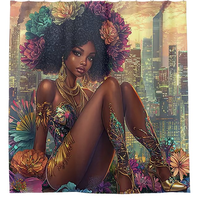 Radiant City Goddess Shower Curtain (Front)
