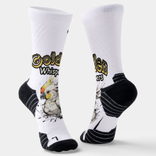 Radiant Cockatiel   Elegant Bird Painting Socks
