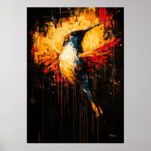 Radiant Contemporary Expressionist Hummingbird Poster