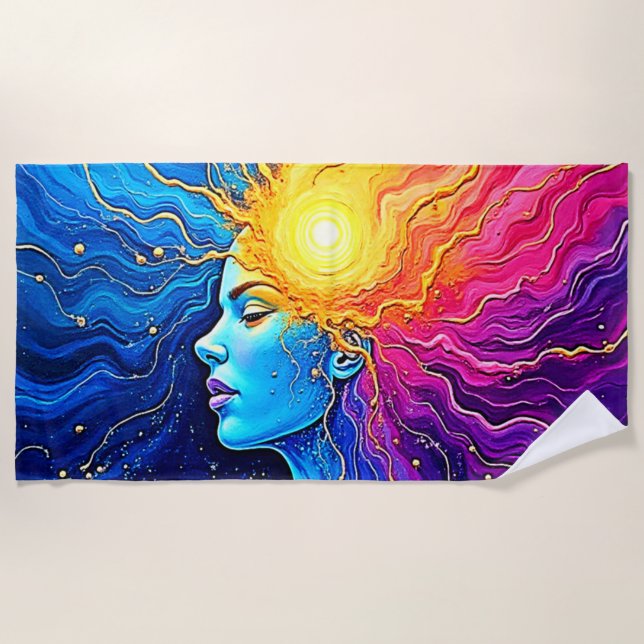 Radiant Cosmic Mind Awakening Beach Towel (Front)