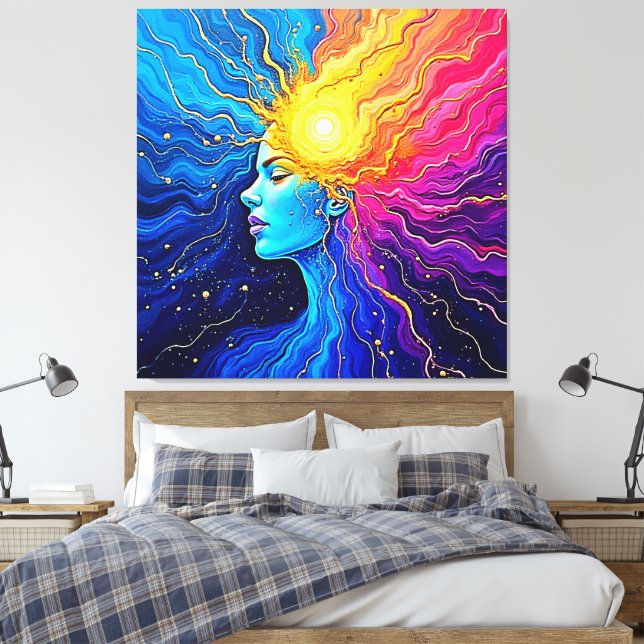 Radiant Cosmic Mind Awakening Canvas Print (Insitu(Bedroom))