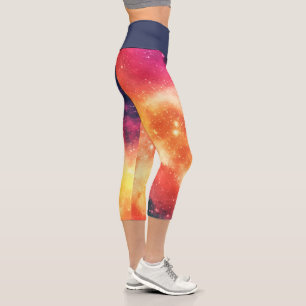 Radiant Cosmic Nebula Capri Leggings