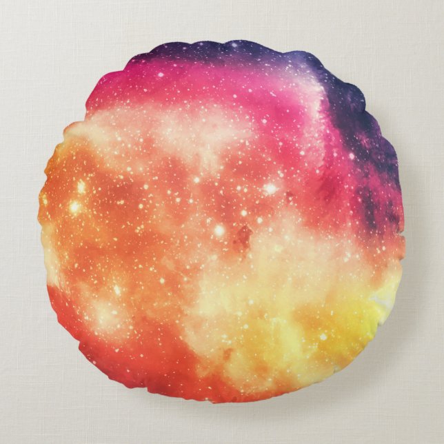 Radiant Cosmic Nebula Round Cushion (Front)