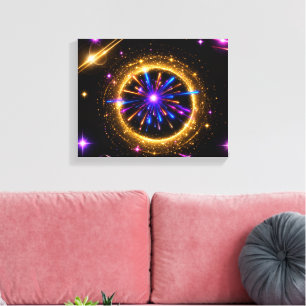 Radiant Cosmic Portal   Neon Galaxy Stretched Canv Canvas Print