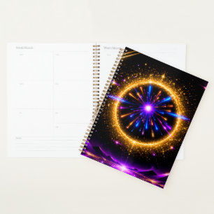 Radiant Cosmic Portal Neon Galaxy Stretched Canv Planner