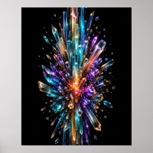 Radiant Crystal Burst 3D Abstract Poster