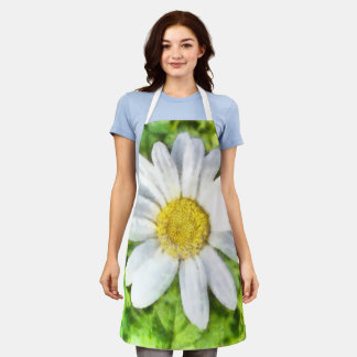 Radiant Daisy Watercolor Apron