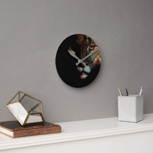 Radiant Darkness - Fearful Elegance Lioness Round Clock