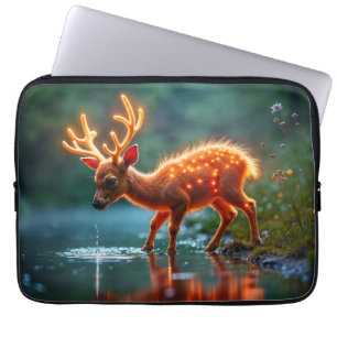 Radiant deer fauna watering hole forbs laptop sleeve