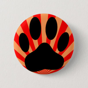 Radiant Dog Paw Print 6 Cm Round Badge