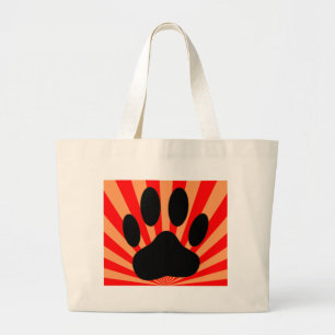 Radiant Dog Paw Print Large Tote Bag