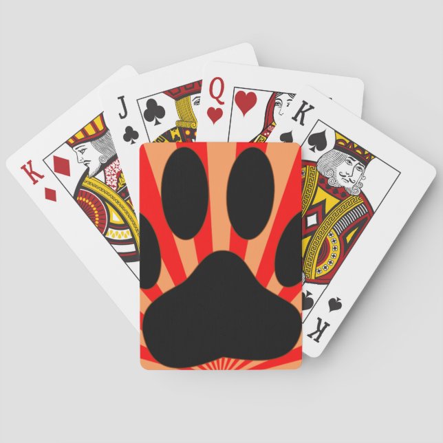 Radiant Dog Paw Print Playing Cards (Back)